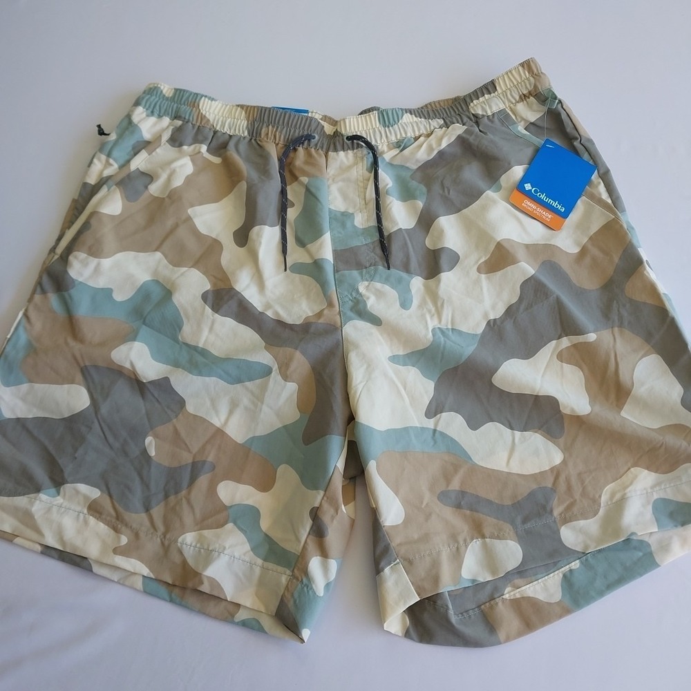 COLUMBIA Summerdry Shorts Camo Size XXL 8 Inch Inseam Omni Shade UPF 50